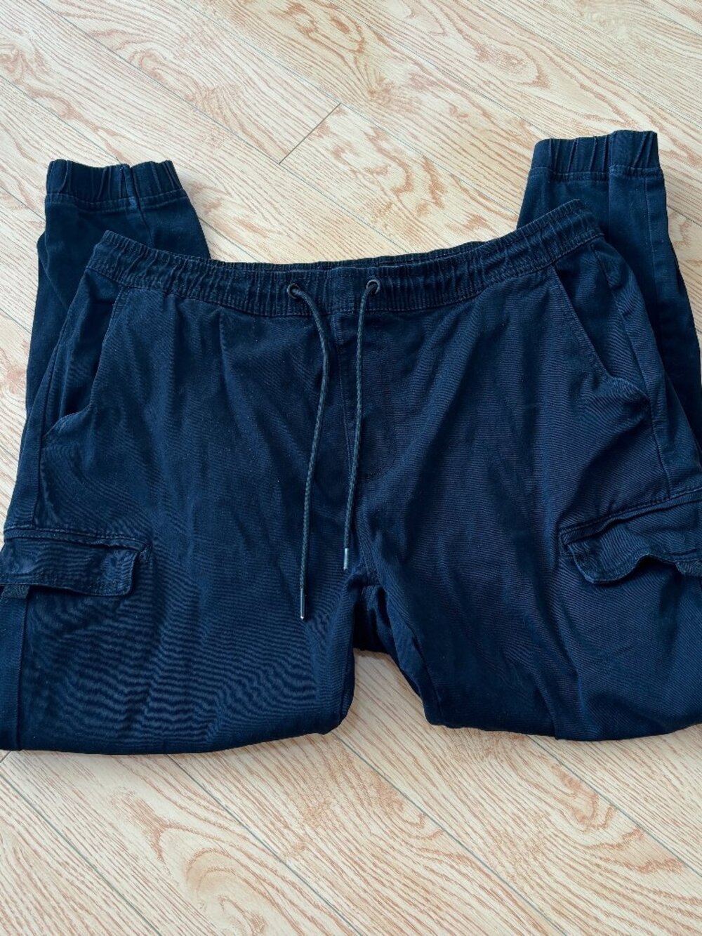 Teen Junior XL Black Cargo Pants Skinny Pocket Drawstring